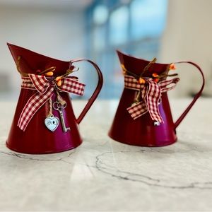 Farmhouse Iron Flower Planter Pitcher Vase Rustic Metal